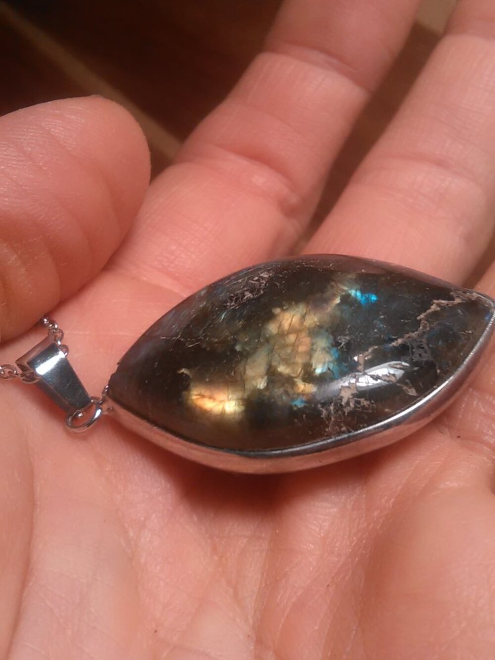Malagasy Labradorite Stainless Steel Pendant Necklace